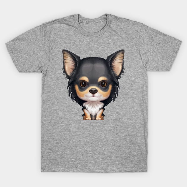 Tricolor Long Coat Chihuahua T-Shirt by stonemask